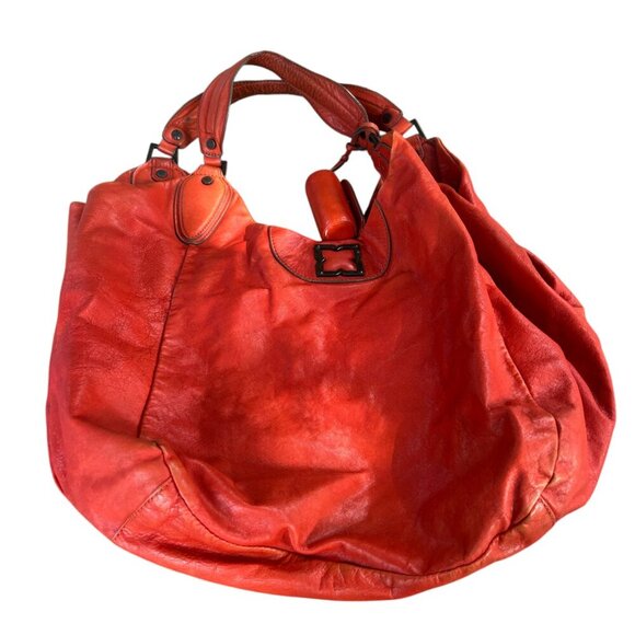 BCBGMaxAzria Orange Leather Large Hobo Shoulder Bag - Picture 4 of 12